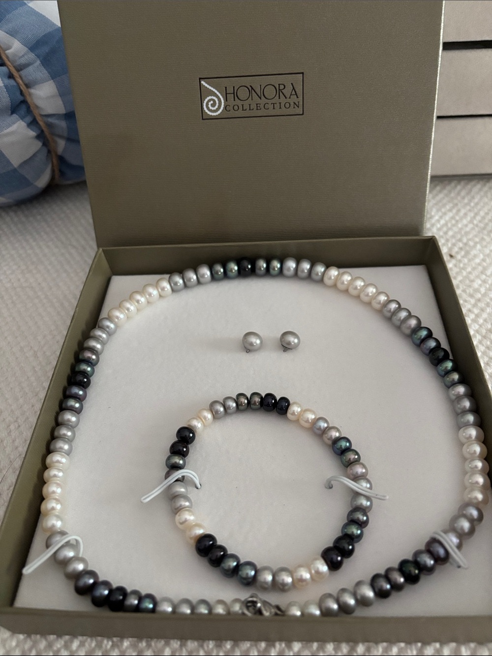 Honora Multicolor Pearl Necklace, Bracelet & Stud Earrings Set